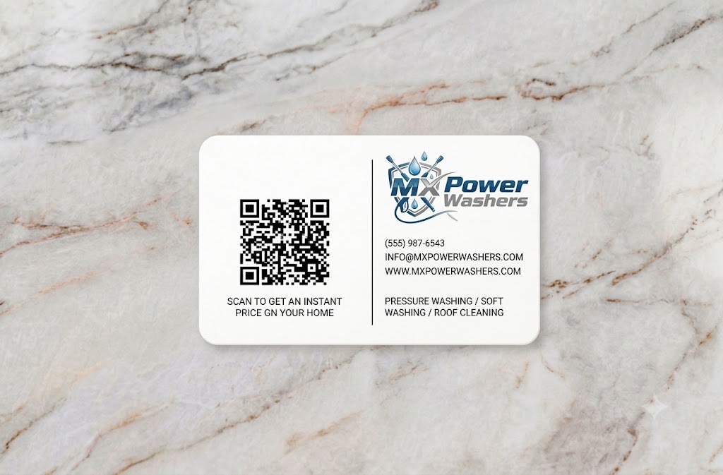 Business card with a QR code — 'Scan to get an instant price on your home'